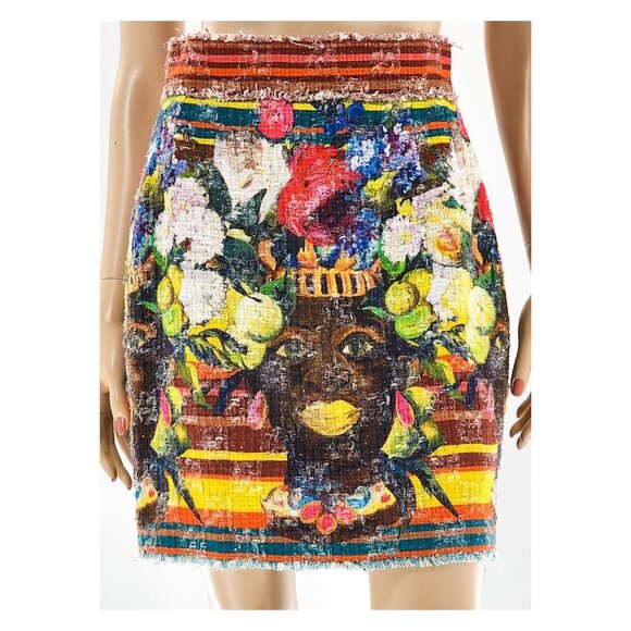 DOLCE & GABBANA Vintage Printed Tweed Pencil Skirt - Picture 1 of 10
